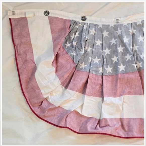 2 American Flag Bunting Pleated Half Fan Banner Décor Set Red White Blue - Picture 12 of 16